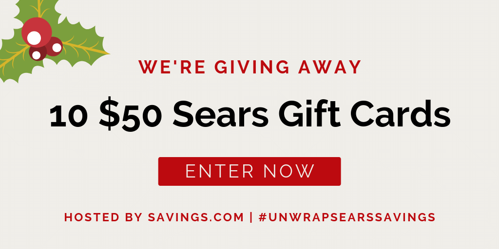 Enter Now to Win a $50 Sears Gift Card for shopping the Sears Cyber Monday Deals.